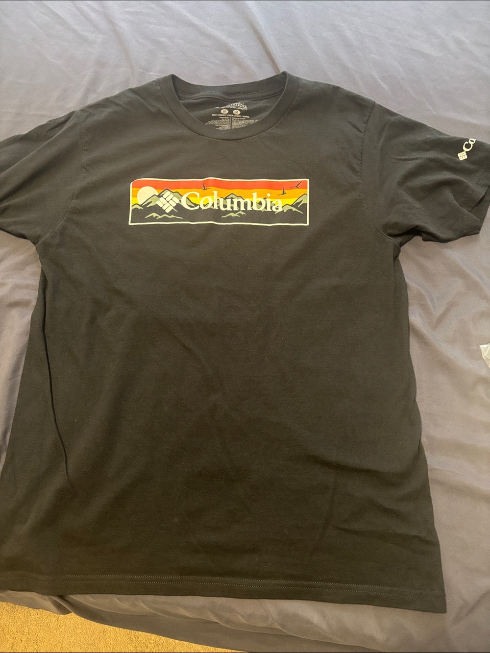 Columbia Black Short-Sleeve Tee with Sunset Mountain Graphic